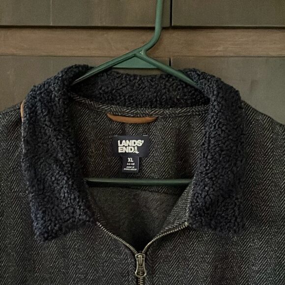 Lands End Navy Blue Zip Front Men’s Cardigan Jacket XL - Picture 4 of 6